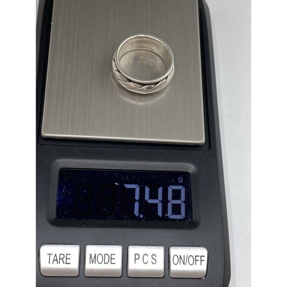 925 Ring Sterling Silver Spinner Unisex Women Artisan Size 8 Band - Picture 8 of 8